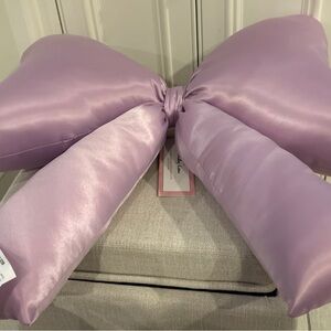 Truly Lou Lavender/ Purple Coquette Oversized Satin Bow Pillow NWT